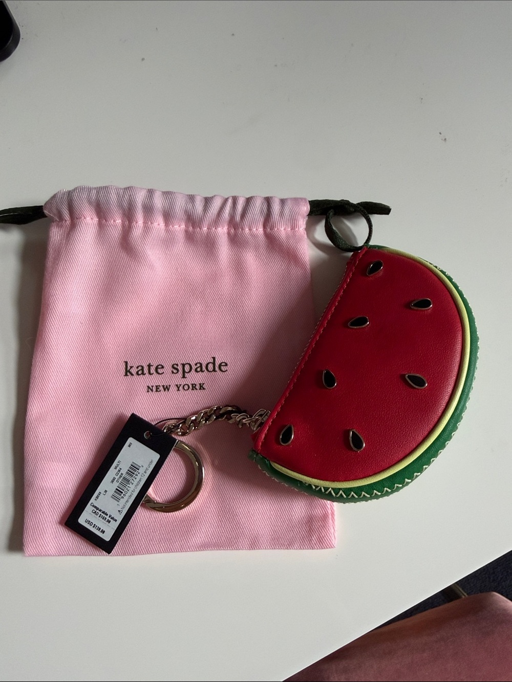 kate spade Red & Green Watermelon Coin Purse Keychain